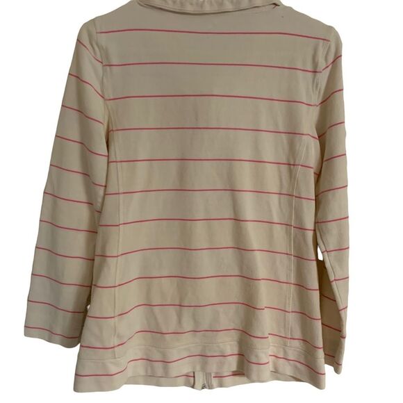 Talbots Ivory & Pink Striped Zip Up Lightweight Jacket - Size Small P - Picture 3 of 8